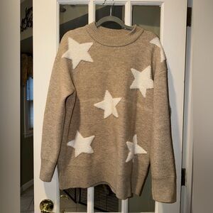 THML tan sweater with white stars large
